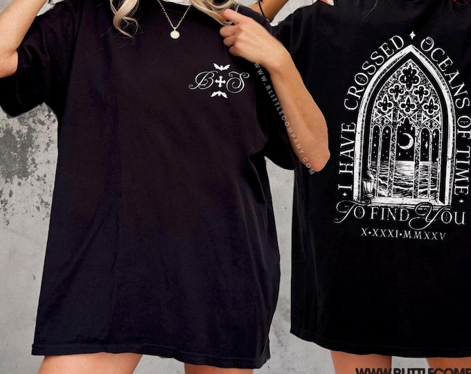 Crossed Oceans of Time to Find You Unisex Tshirt XS-5XL / Til Death Do Us Part Matching Couples Vampire Engaged Wedding Anniversary Gift