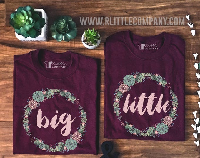 Big Little Sorority Family Succulent Wreath Unisex Softstyle Tees S-2XL