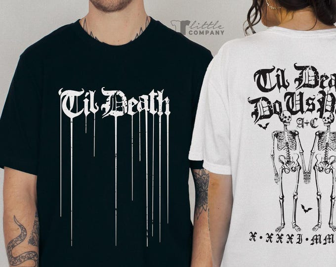 Til Death Do Us Part Custom Skeleton Unisex Tshirt XS-5XL / Matching Husband and Wife Shirts Honeymoon Shirts Wedding Gift Mr and Mrs