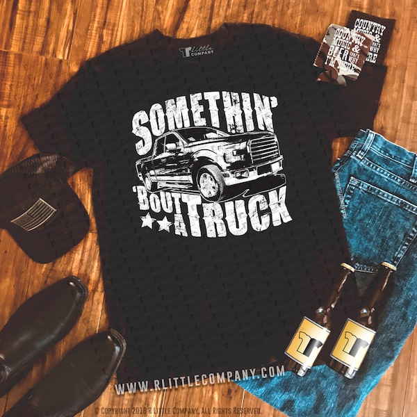 Somethin Bout a Truck Men's Shirt S-XXL // Gildan Softstyle in White, Black & Heather Gray // Country Concert Tee // Truckin Shirt