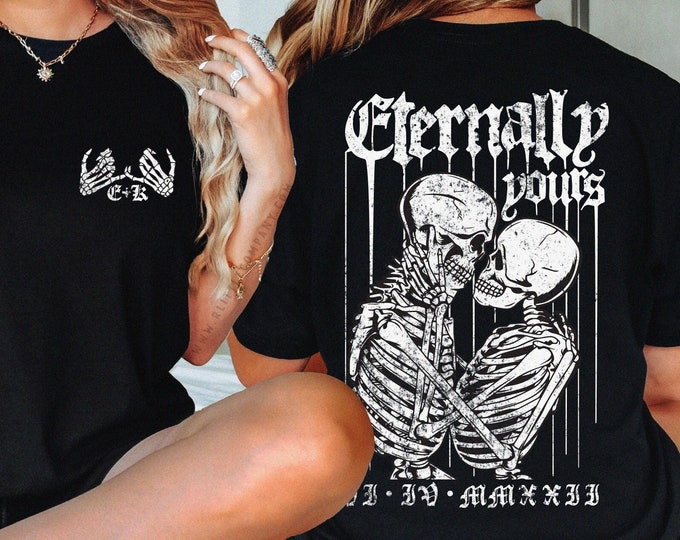 Eternally Yours Custom Couples Unisex Shirt XS-5XL / Til Death Do Us Part Spooky Couple Anniversary Gift Matching Tshirts Halloween Wedding