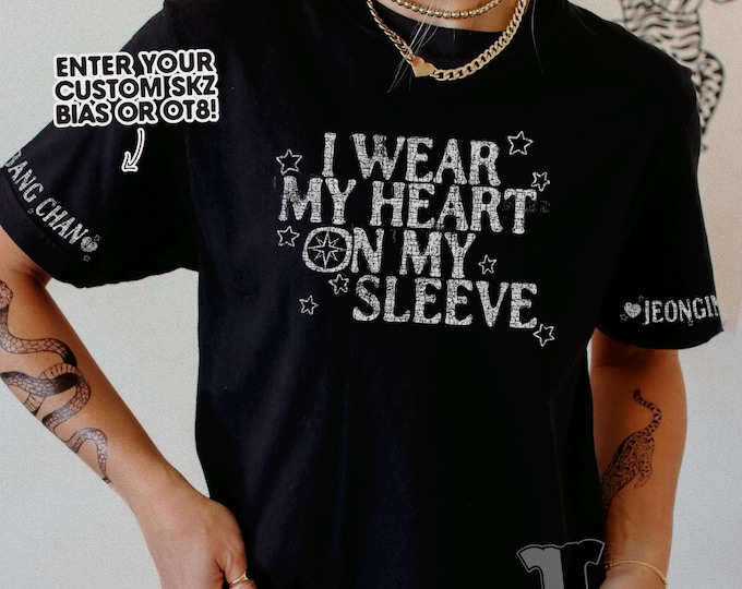 Kpop Comfort Colors I Wear my Heart on My Sleeve Custom Biases Unisex Tshirt S-4XL / Gift for Kpop Lover Skz Stay Tee OT8 Shirt