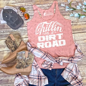 Chillin on a Dirt Road Women&#39;s Triblend Tank XS-2XL // Country Concert Tank // Country Music // Country Festival // Off Roading