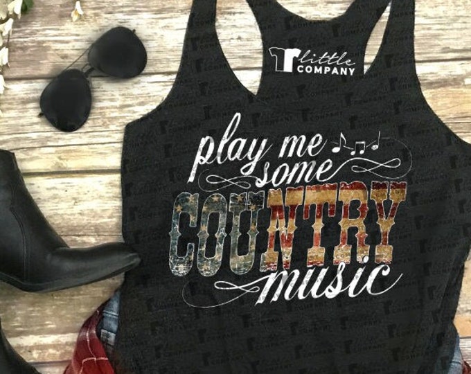 Play Me Some Country Music Women's Lightweight Tanks XS-2XL // Country Concert Tank // Country Music // Festival Tank // Band // Western