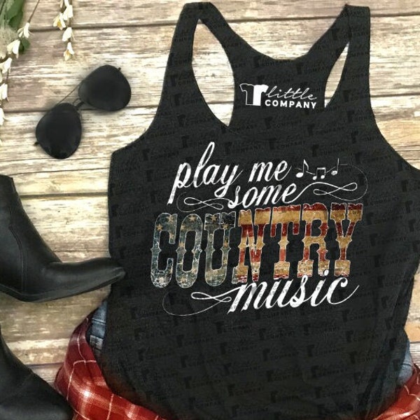 Play Me Some Country Music Women's Lightweight Tanks XS-2XL // Country Concert Tank // Country Music // Festival Tank // Band // Western