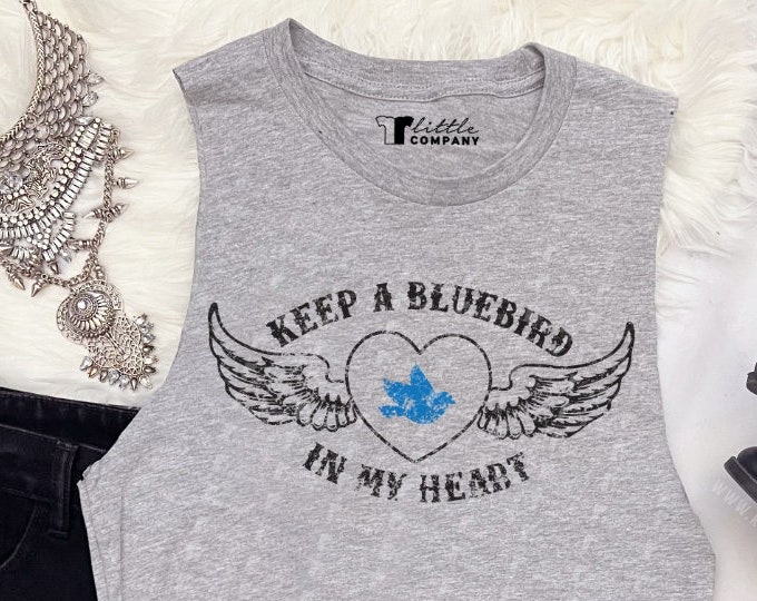 Country Keep a Bluebird in my Heart Unisex Tank XS-5XL Softstyle