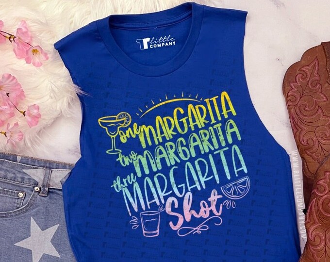 One Margarita Two Margarita Three Margarita Shot Tank XS-5XL Softstyle in Various Colors