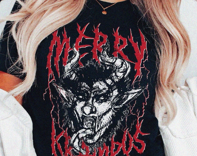 Gothic Merry Krampus Tshirt Unisex XS-5XL/ Heavy Death Metal Christmas Shirt, Krampus Holiday Tee Dark Horror Christmas Spooky Xmas