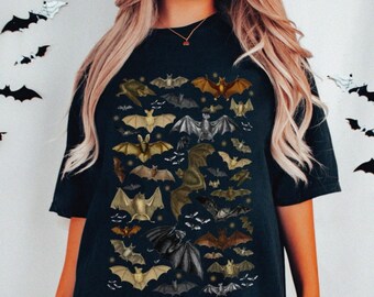 Bat Collage Unisex Tshirt XS-5XL | Witchy Clothes Fall Shirt Batty Shirt Nature Cute Bats Biology Science Teacher Gift Halloween Tee Vampire