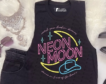 Neon Moon Unisex Soft Tank XS-5XL / Cowgirl Tank, Country Concert, Festival, Western, Line Dancing, Dive Bar Tank, 90s Country, Vintage