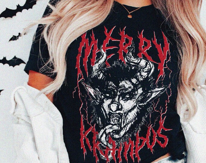 Gothic Merry Krampus Tshirt Unisex XS-5XL/ Heavy Death Metal Christmas Shirt, Krampus Holiday Tee, Dark Horror Christmas, Spooky Xmas
