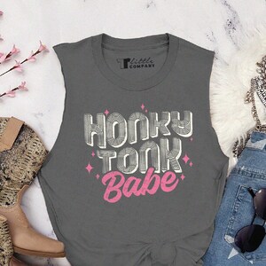 Honky Tonk Babe Unisex Cut Tank XS-5XL / Western Vintage Graphic Shirt Nashville Girls Trip Trendy Country Music Concert Festival Outfit