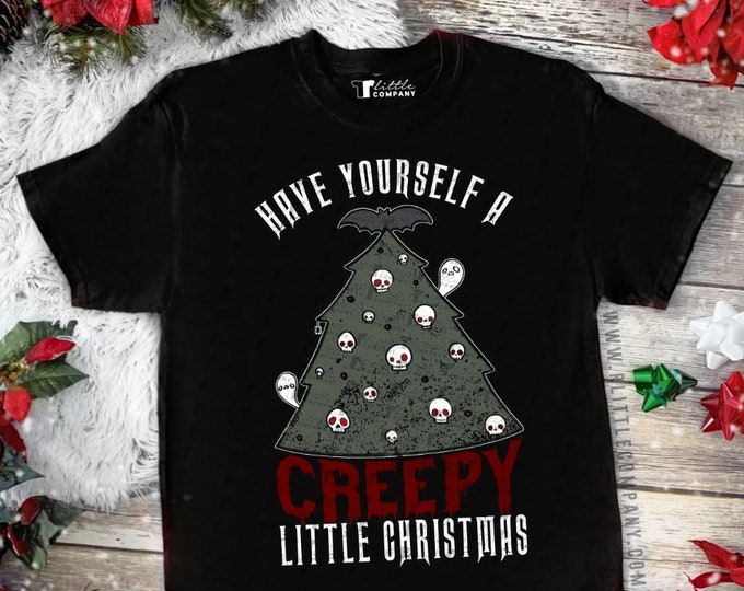 Halloween Creepy Christmas Unisex Tee XS-5XL / Spooky Christmas Shirt Halloween Christmas Goth Christmas Merry Creepmas Gothmas Clothing
