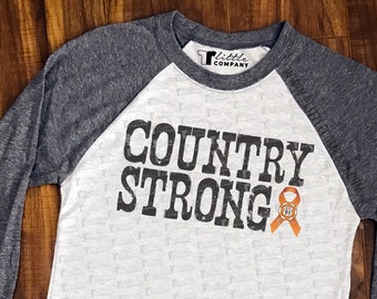 Country Strong Unisex Baseball Tee 3/4 Sleeve in Various Colors XS-3XL // Country Music // Survivor Route 91 // Route 91