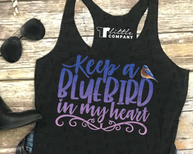 Keep a Bluebird in my Heart Women's Triblend Tank XS-2XL // Country Concert Tank // Country Music // Country Festival