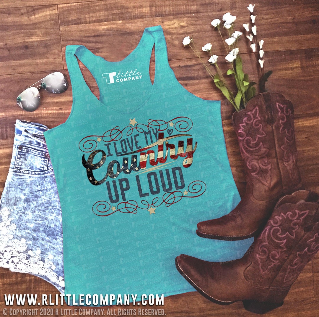 I Love My Country up Loud Women's Triblend Tank XS-2XL // - Etsy