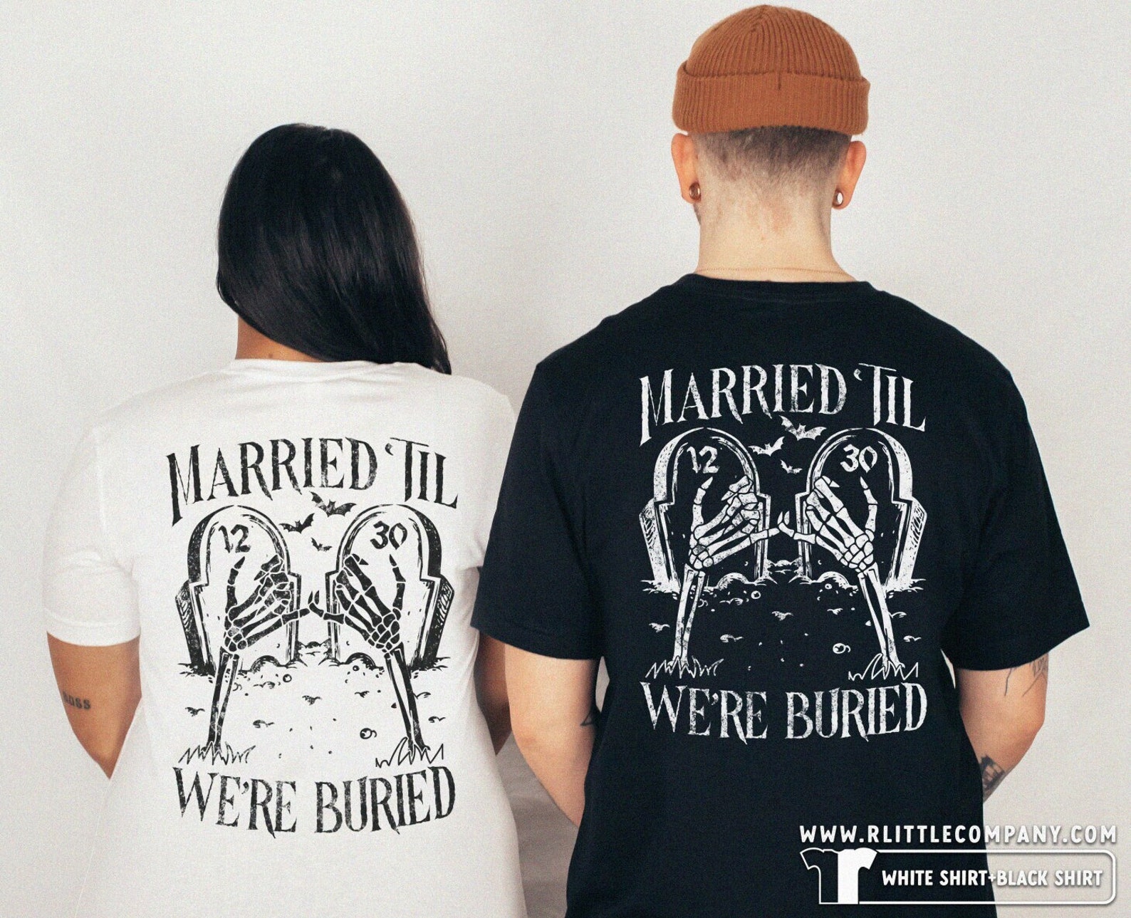 Married Til We're Buried Custom Couples Unisex Shirt XS-5XL / Til Death Do Us Part Spooky Couple Anniversary Gift Matching Tshirts Halloween
