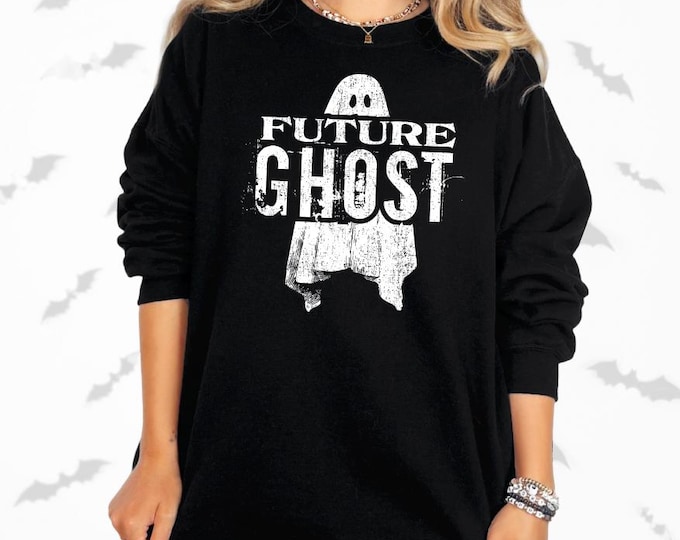 Future Ghost Sweatshirt Unisex S-5XL Comfortable Wear Gothic Style Halloween Clothing Distressed Design Crew Neck Casual Top Dark Aesthetic