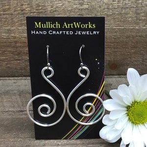 Handmade Silver-Plated Wire Large Swirl Earrings, 14-gauge Wire