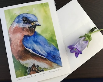 Art Cards, Blank 5x7 Note Animal Cards, Birds Paintings, Watercolor Prints, Assorted Handmade Cards