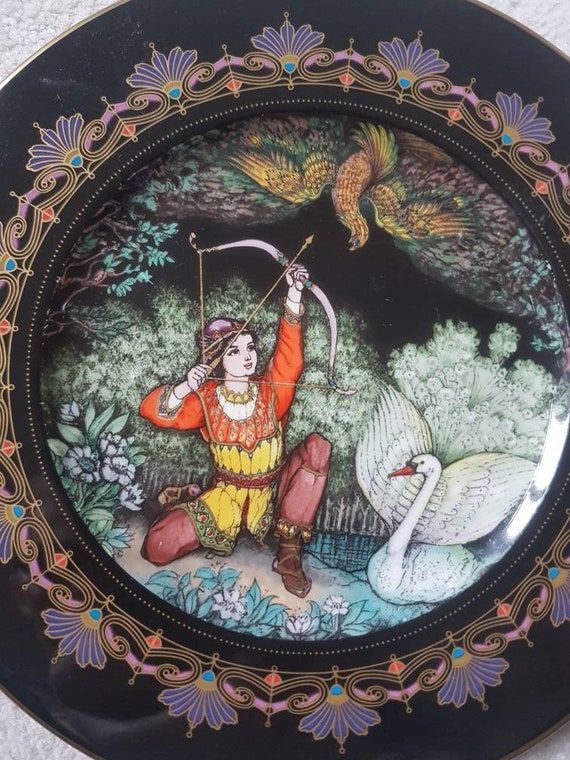 Wandteller,mit verschiedenen Märchenmotive,gross farbig,handbemalt 5 Stück 