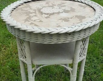 Antique Wicker Table Etsy