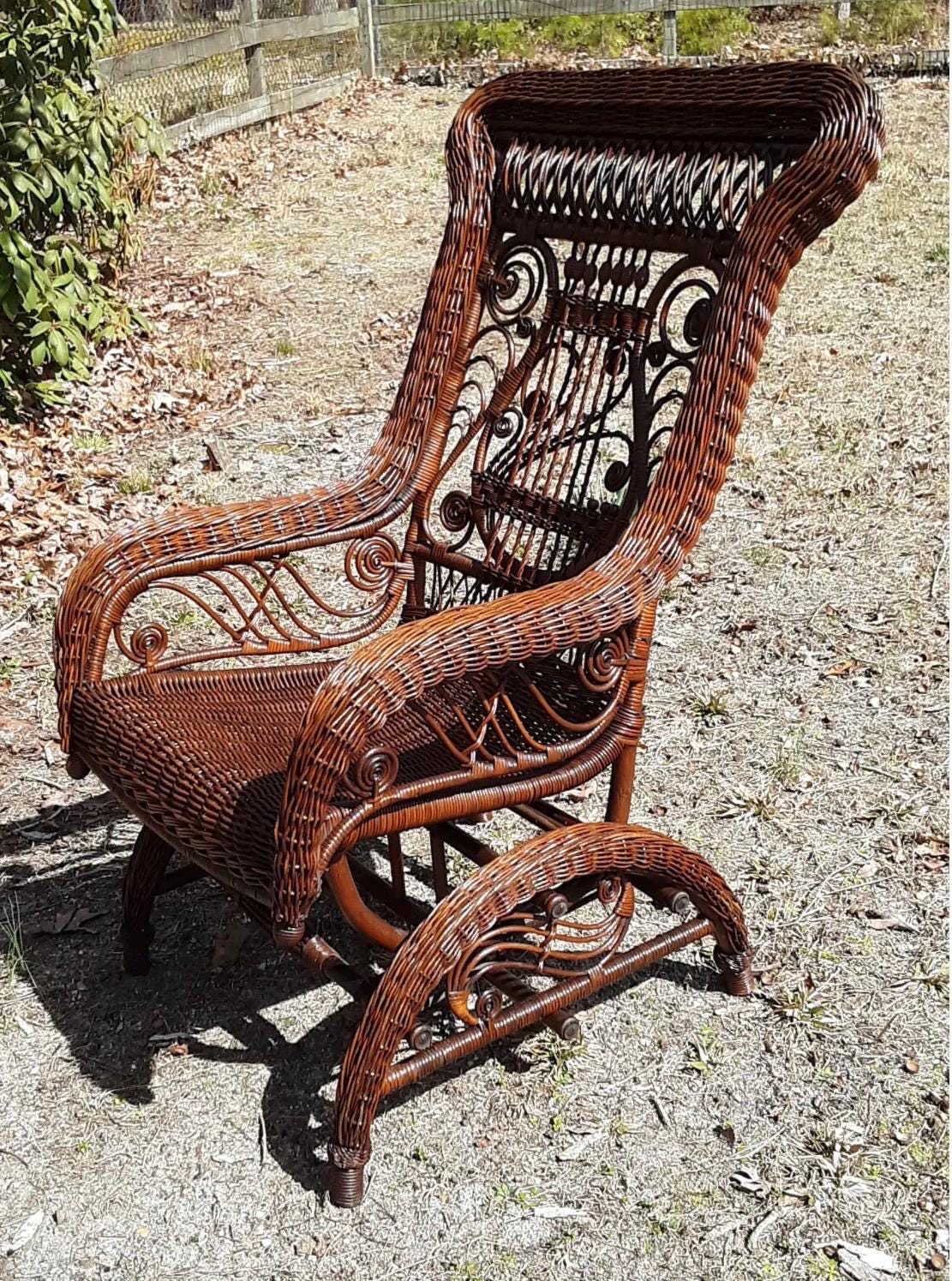 Antique Wicker Victorian Rocking Chair Circa 1890’s Rare Natural ...