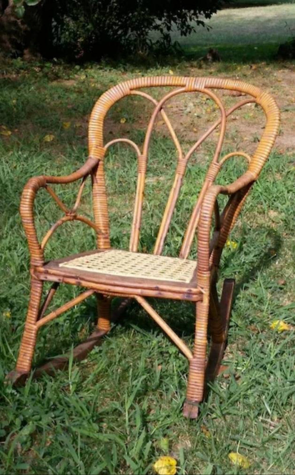 Antique Child's Wicker Rocking Chair Circa 1860's Rare Etsy