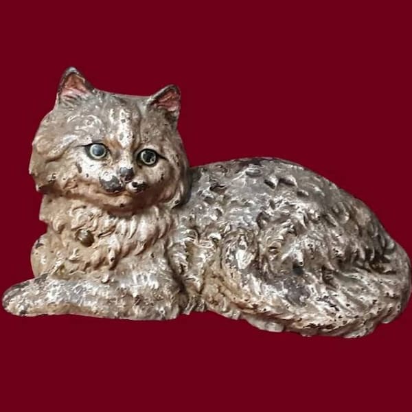 Antique Cast Iron Persian Cat Doorstop Circa 1900 Hubley