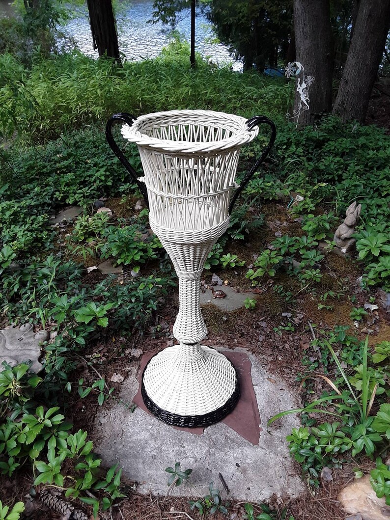 Antique Wicker Pedestal Plant Stand Circa 1900 Fernery Etsy
