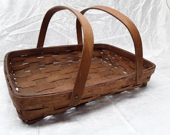 Antique Splint Oak Gathering Basket Circa 1900