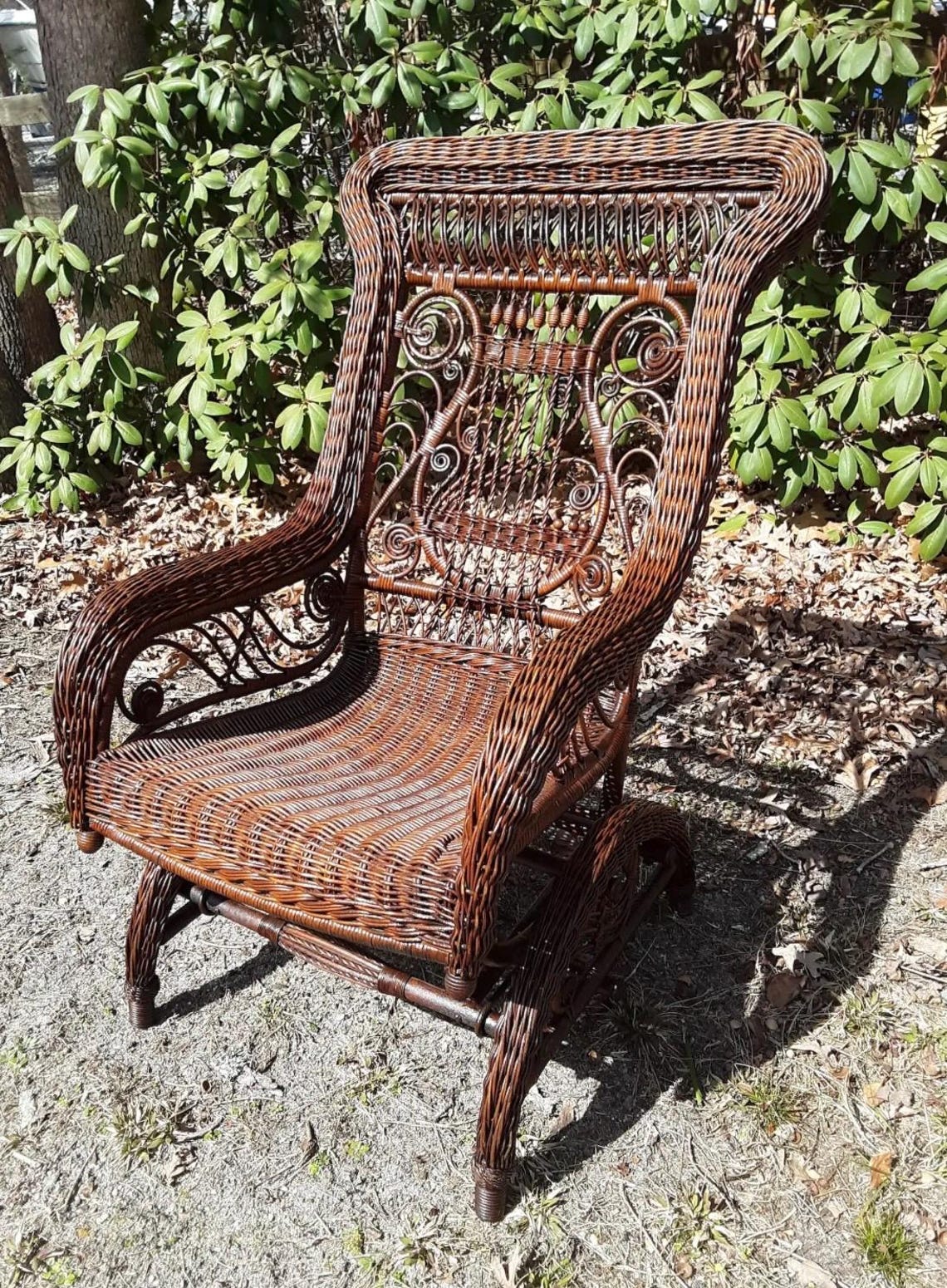 Classic Wicker Rocker Antique Wicker Victorian Rocking Chair Circa 1890’s Rare Natural ...