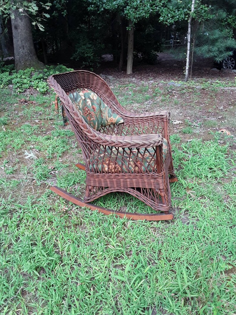 Antique Wicker Rocking Chair Circa 1910 Rocker Natural Etsy
