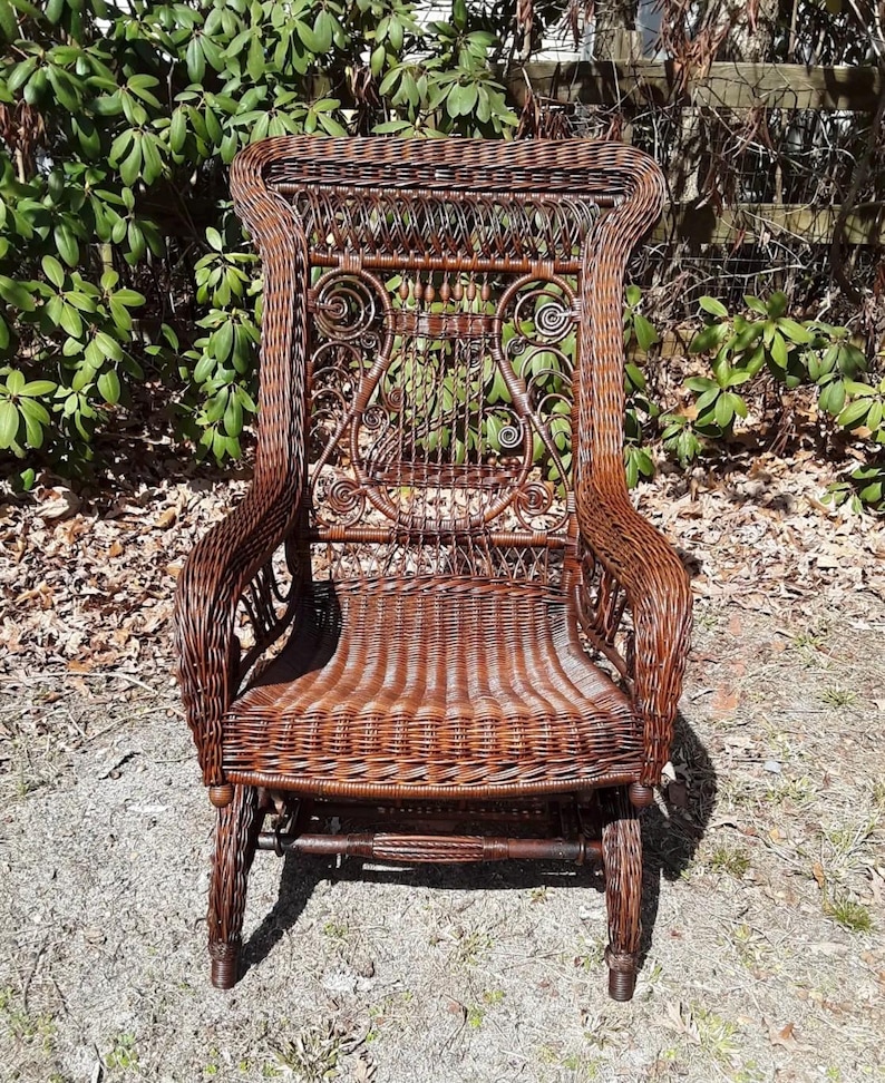 Classic Wicker Rocker Antique Wicker Victorian Rocking Chair Circa 1890’s Rare Natural ...