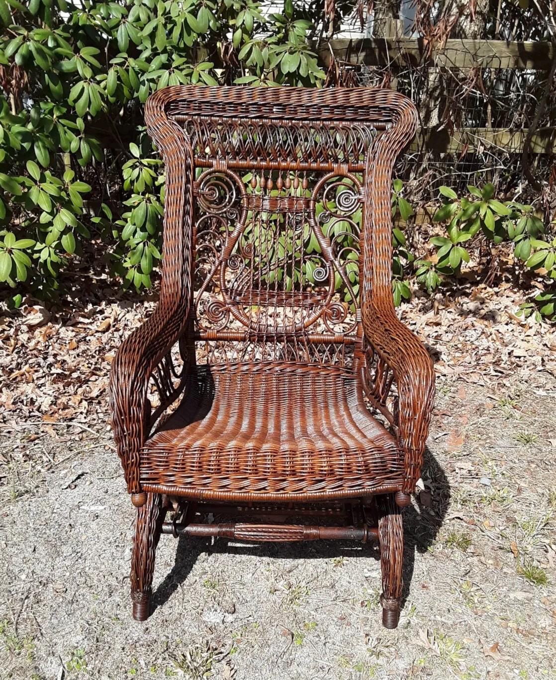 Antique Wicker Victorian Rocking Chair Circa 1890’s Rare Natural ...