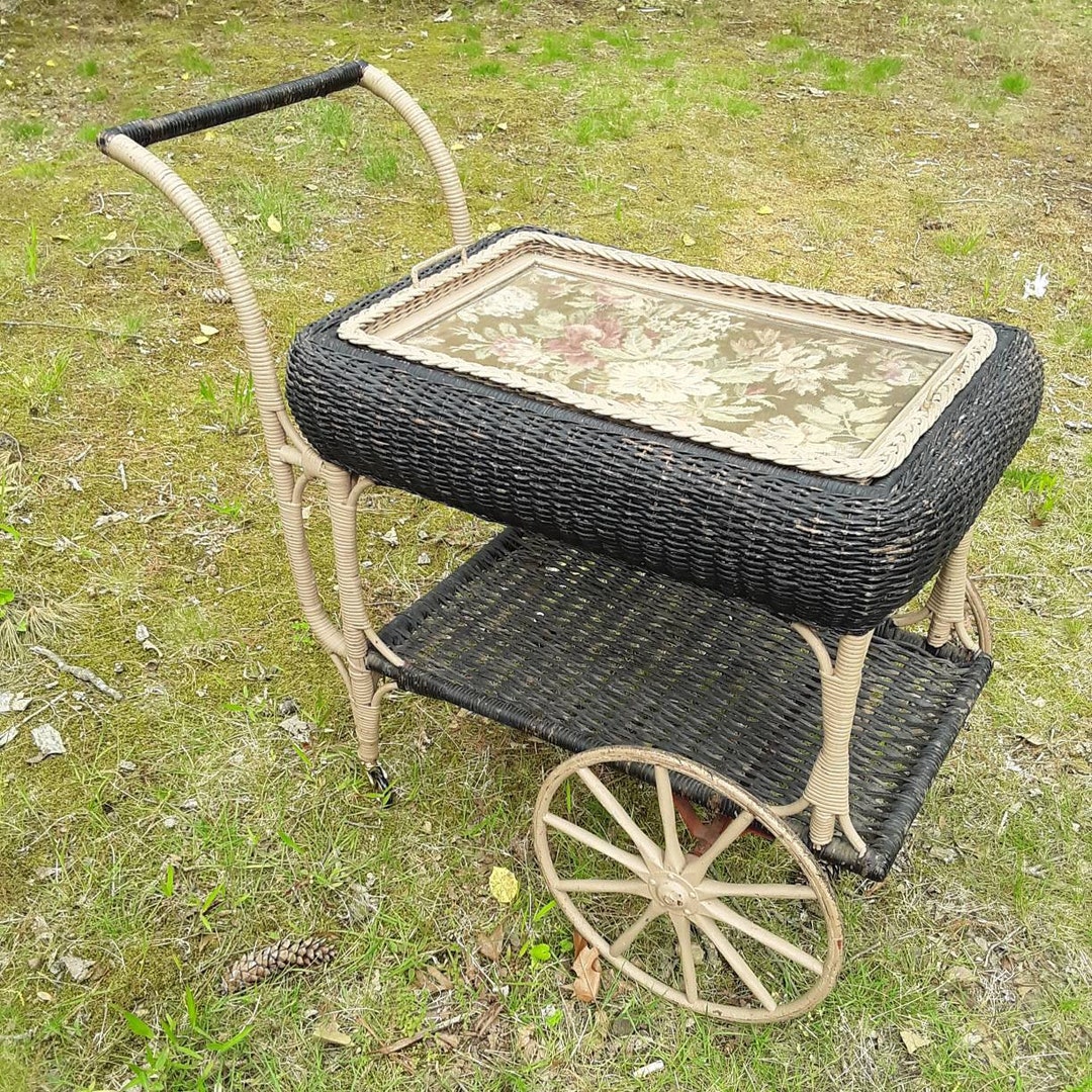 Antique Wicker Tea Cart Circa 1920's Etsy