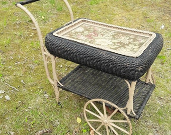 Antique Wicker Tea Cart Circa 1920's