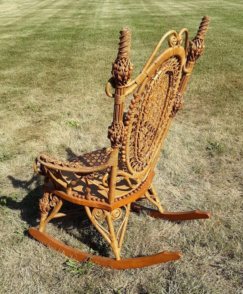 Antique Wicker Rocker Circa 1880’s Rare Victorian Natural Rocking Chair ...