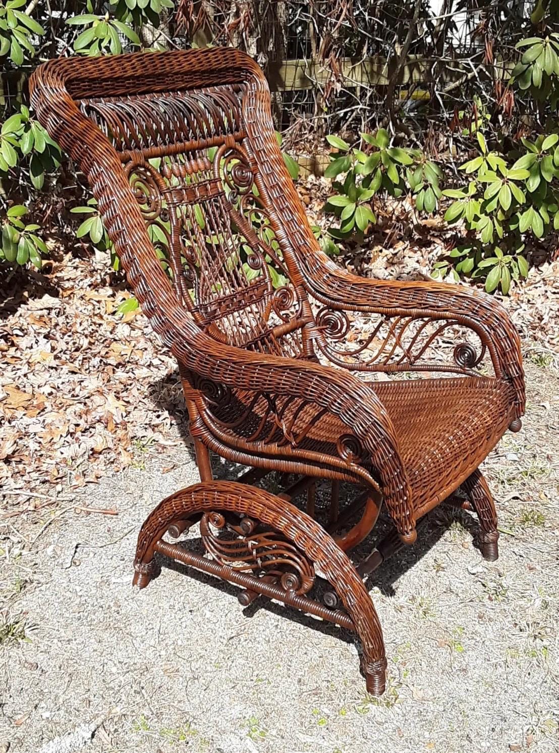 Classic Wicker Rocker Antique Wicker Victorian Rocking Chair Circa 1890’s Rare Natural ...