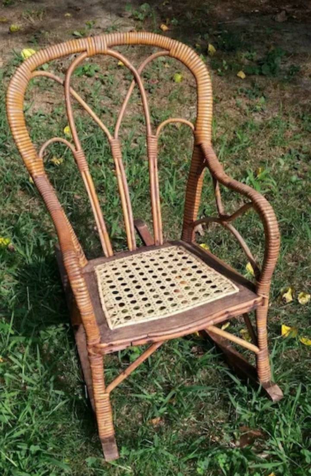 Antique Child's Wicker Rocking Chair Circa 1860's Rare Etsy