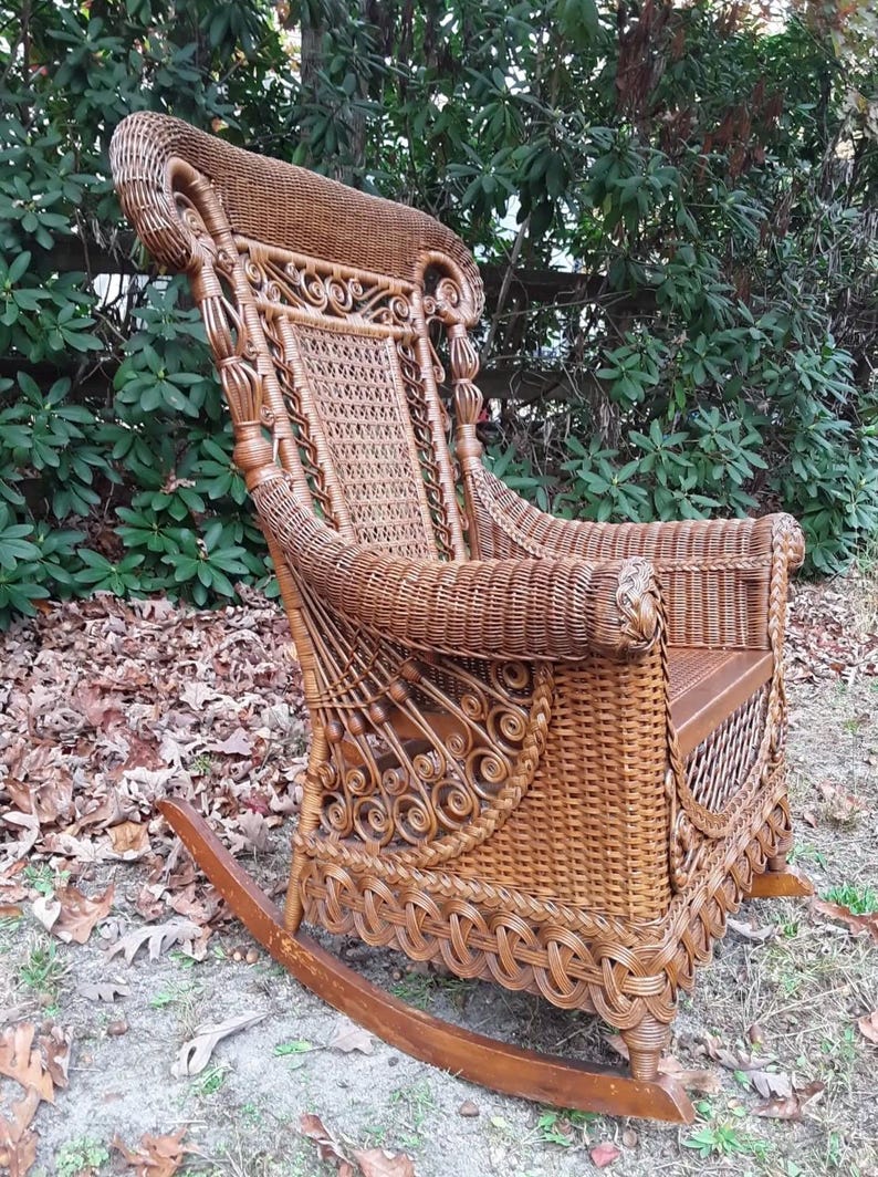 Antique Victorian Wicker Rocking Chair Natural Rocker Circa 1890’s - Etsy