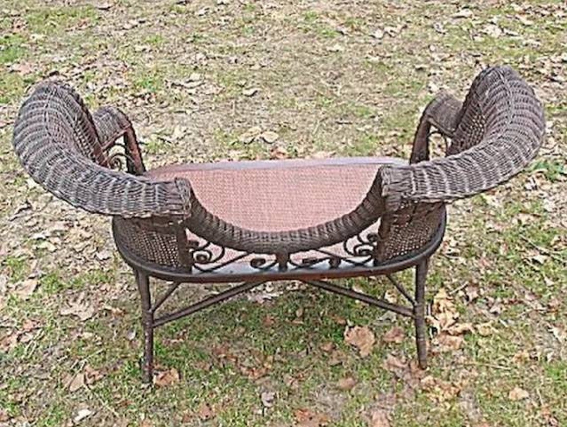 Antique Wicker Loveseat Settee Circa 1890's Ornate Natural Etsy
