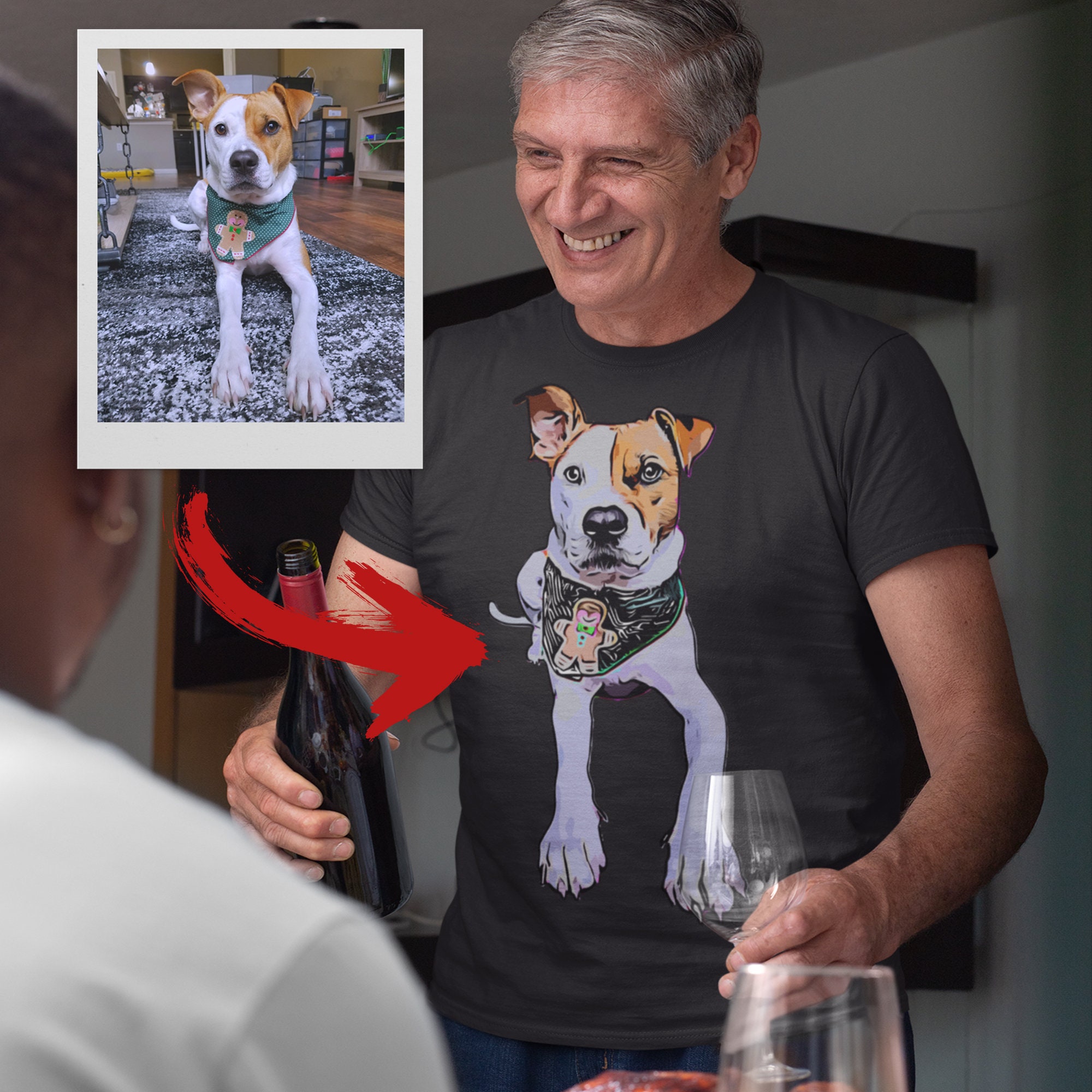 Custom Dog Tee T-shirt Pet Drawing 