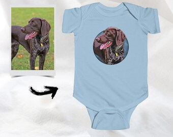 Custom German Shorthaired Pointer Portrait on a Baby Infant Bodysuit, Unique German Shorthaired PointerInfant Bodysuit, German Pointer Gift