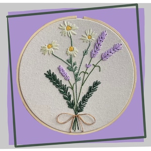 Herbal Bouquet Embroidery Pattern | Lavender, Chamomile, Rosemary