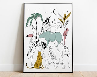 Savanna Jungle Animals Poster