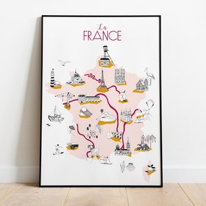 Affiche La France Rose & jaune 30x40cm