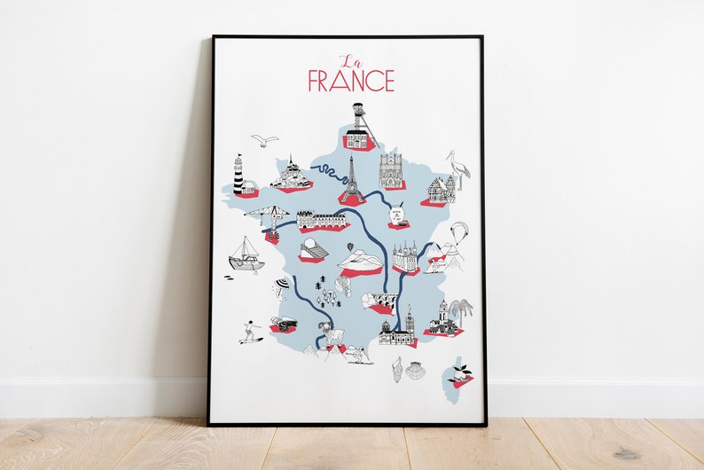 Affiche La France Rouge & bleu 30x40cm