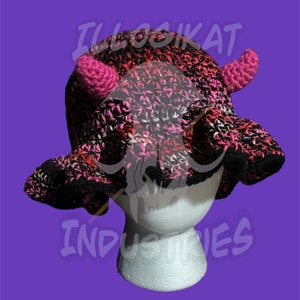 RTS Lil Devil Ruffle Bucket Hat | Pink Horns