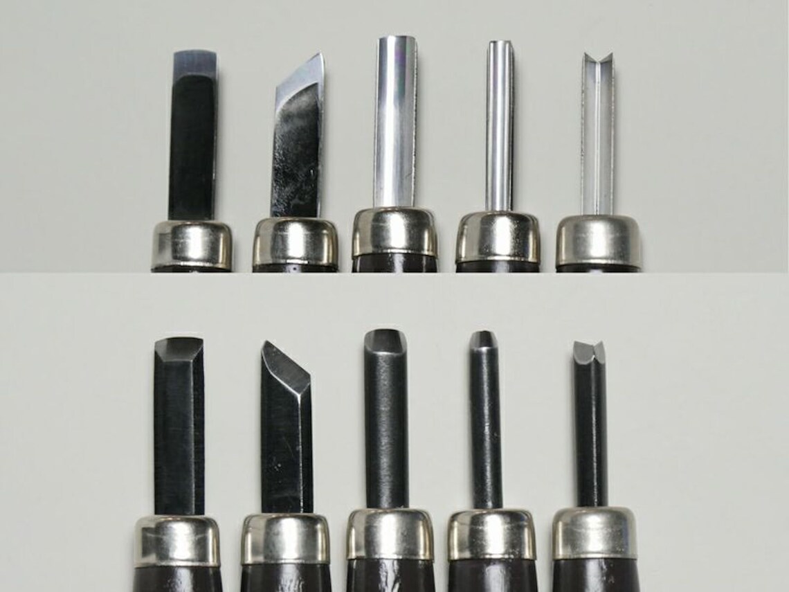 Set of Five Japanese Carving Tools for Mokuhanga Woodblock Etsy UK